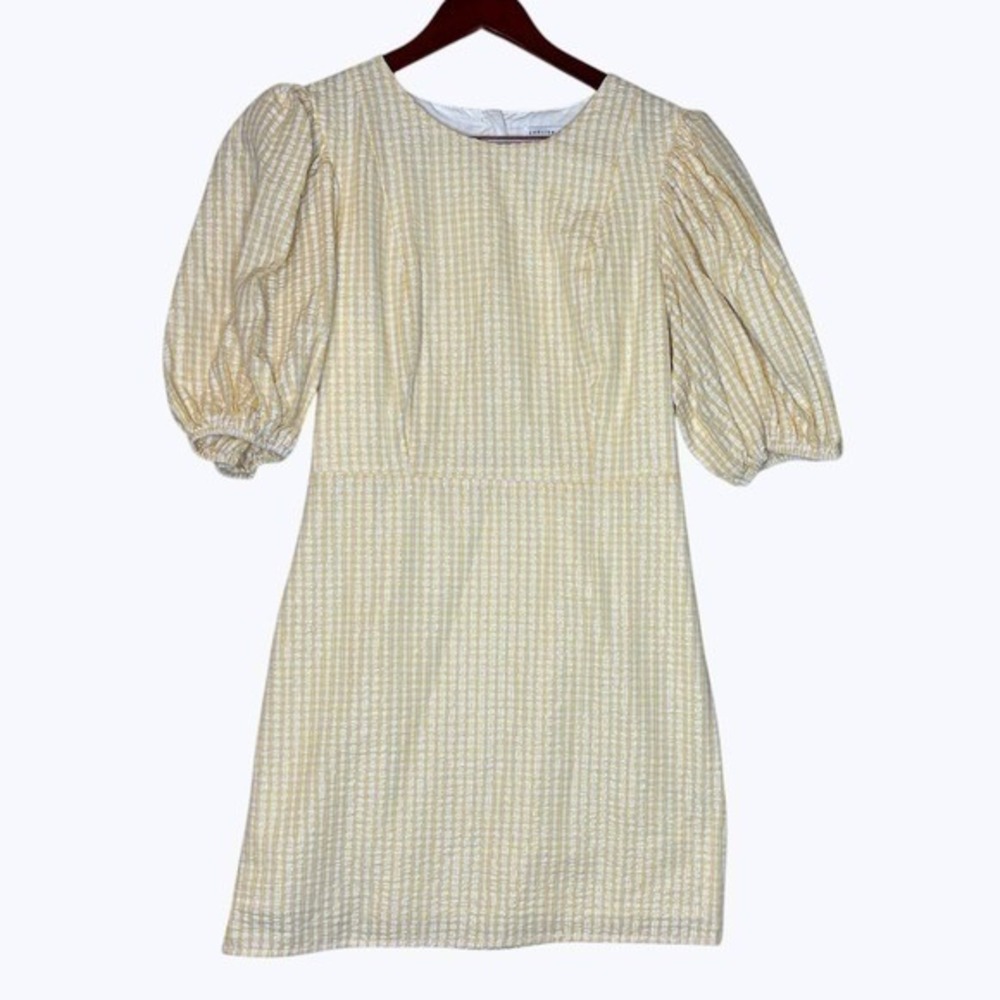 English Factory Mini Dress Size S‎ Yellow Gingham Puff Sleeve